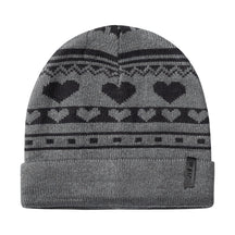 Vintage Heart Print Beanie with Cuff