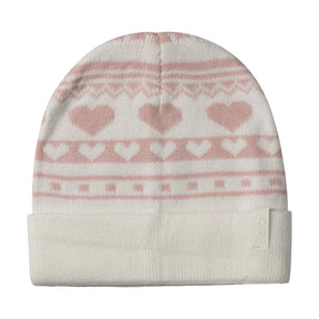 Vintage Heart Print Beanie with Cuff