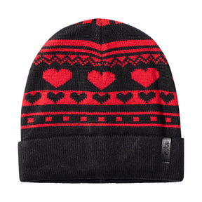 Vintage Heart Print Beanie with Cuff