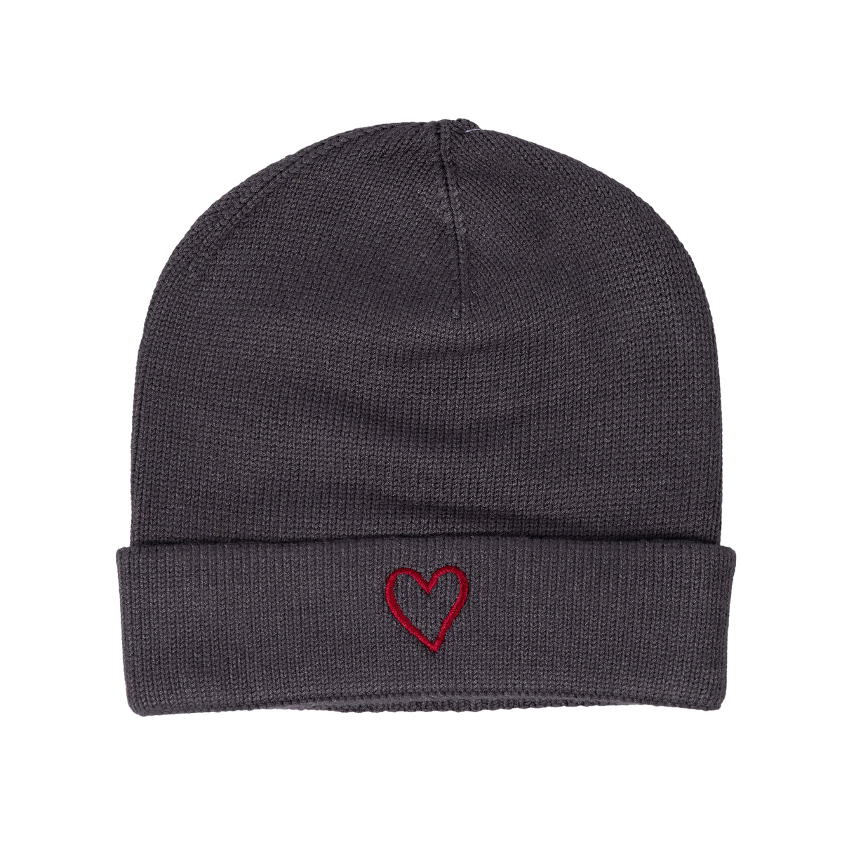 Embroidered Heart Beanie with Cuff