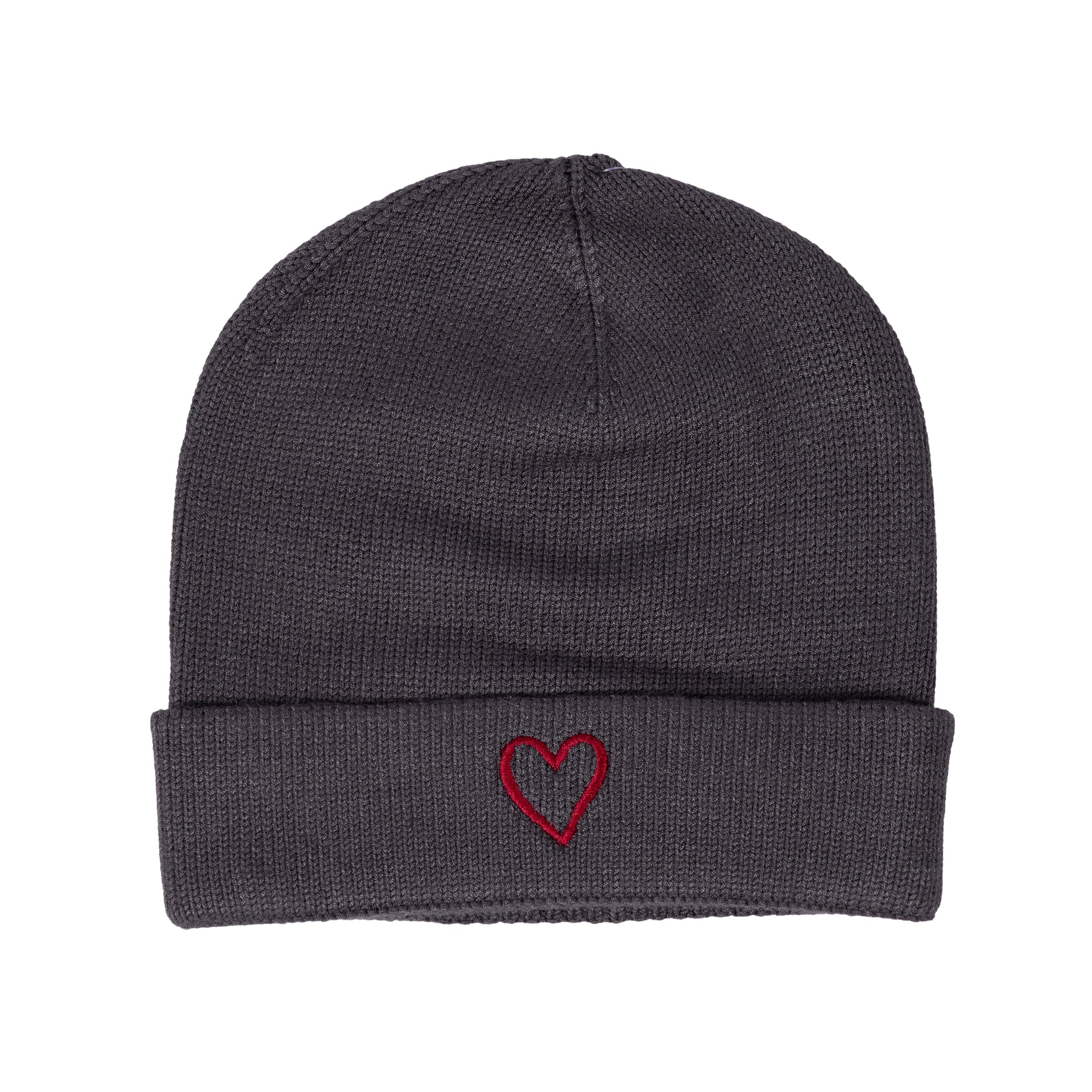 Embroidered Heart Beanie with Cuff