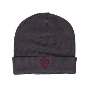 Embroidered Heart Beanie with Cuff