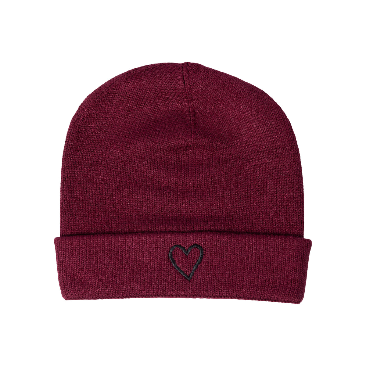 Embroidered Heart Beanie with Cuff