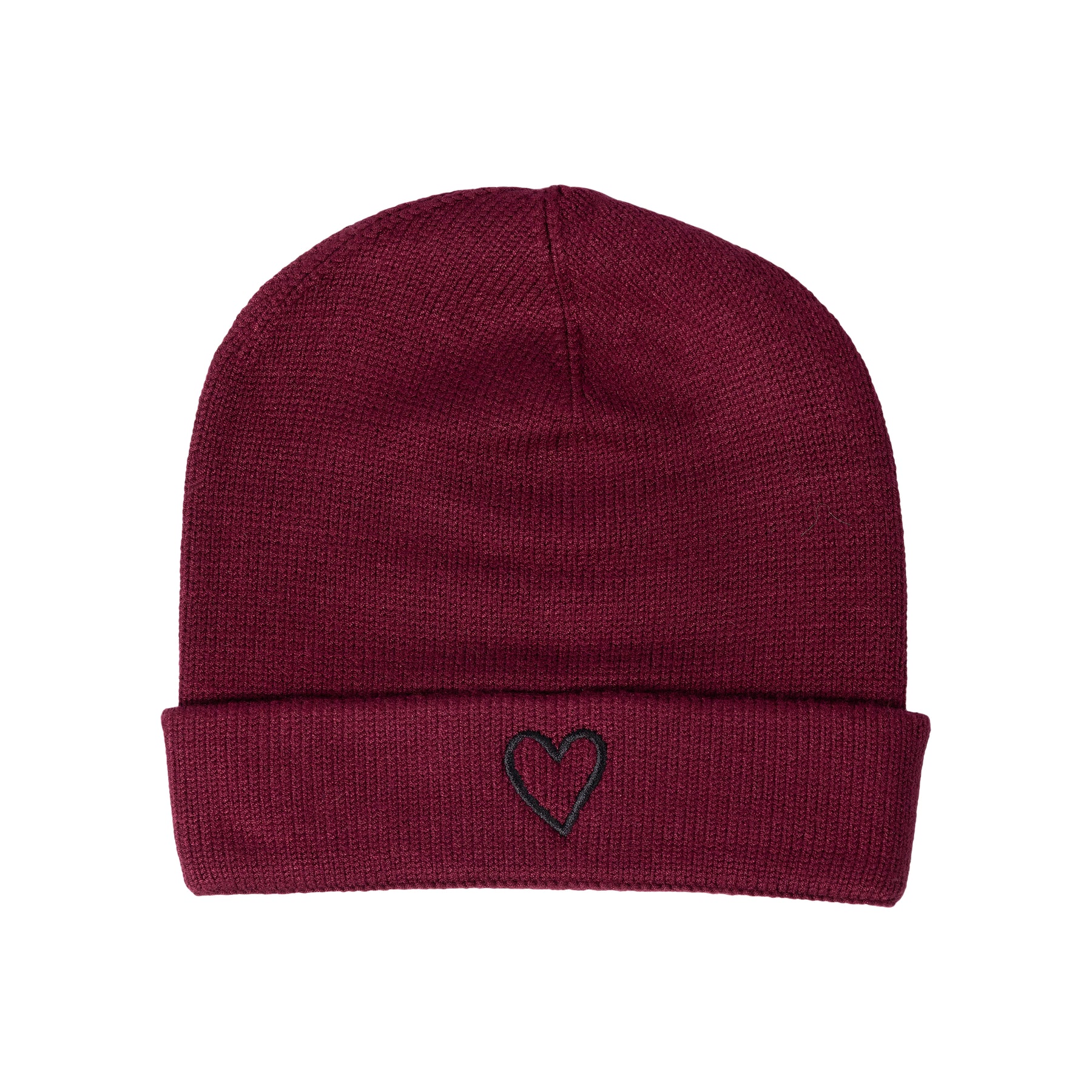 Embroidered Heart Beanie with Cuff