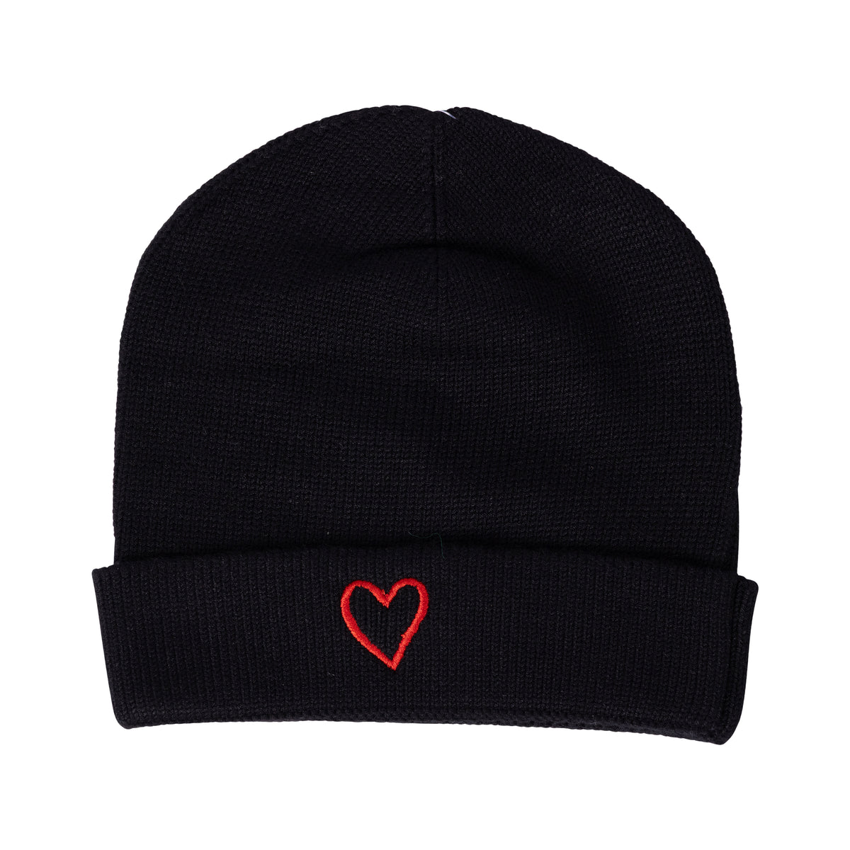 Embroidered Heart Beanie with Cuff