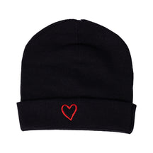 Embroidered Heart Beanie with Cuff