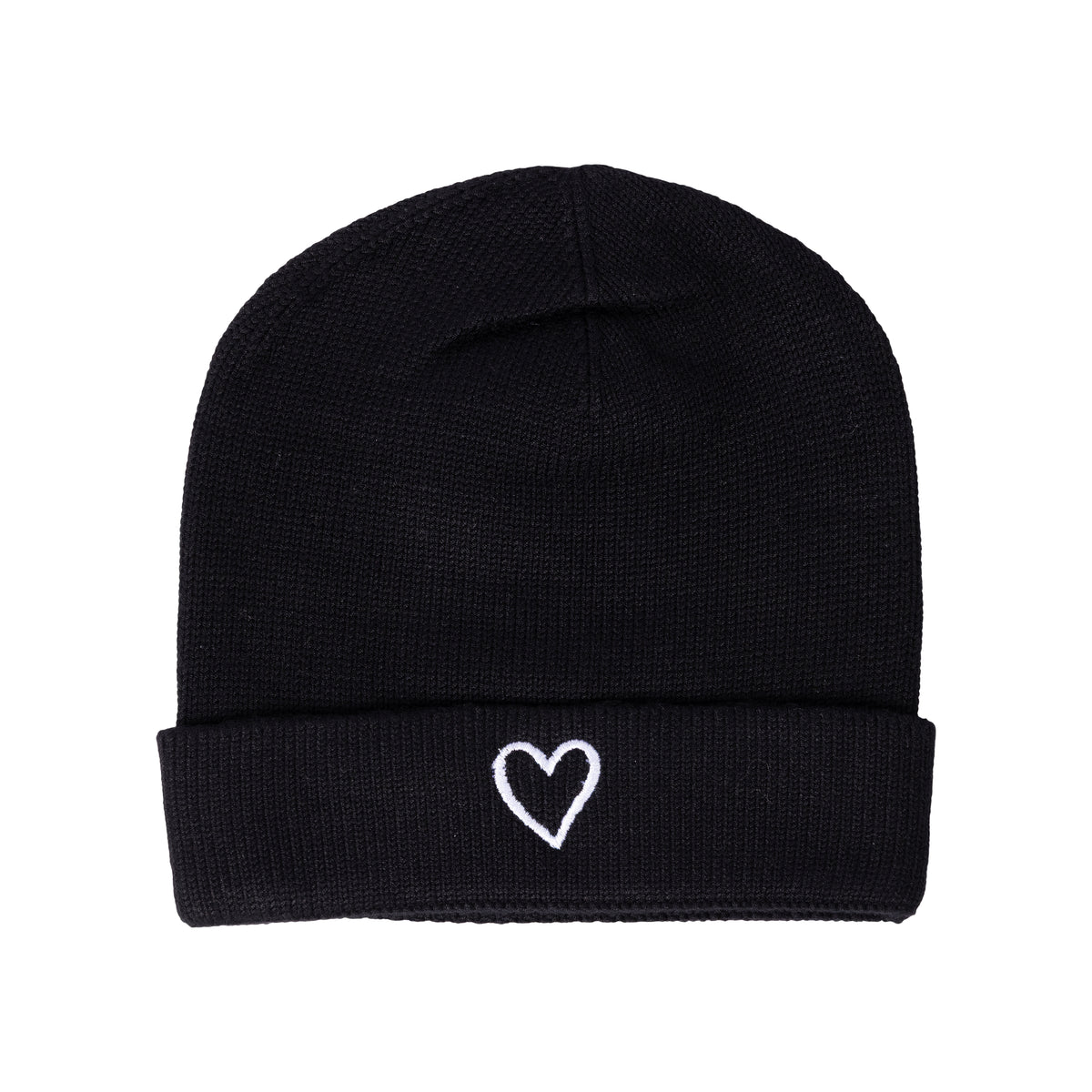 Embroidered Heart Beanie with Cuff