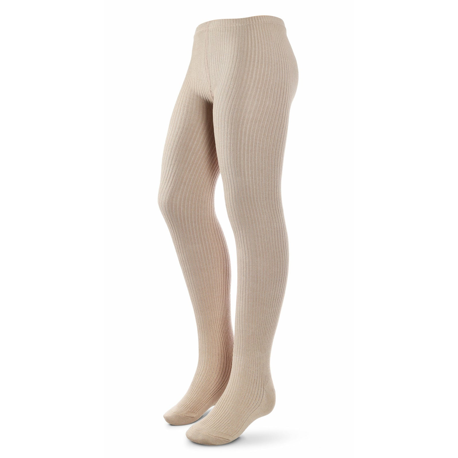 Tan Ribbed Tights Cotton Thin Ribbed Tights