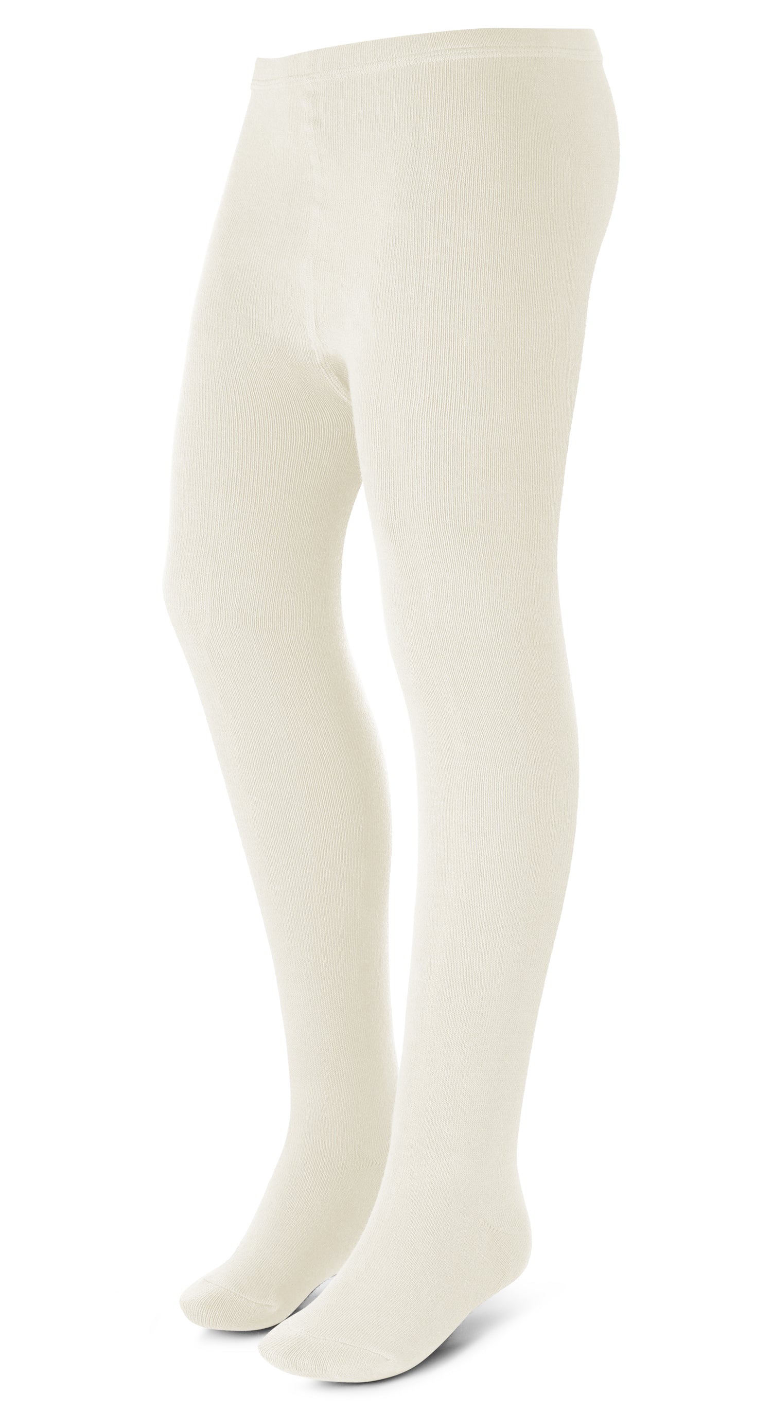 Organic cotton plain tights for kids Ivory -  